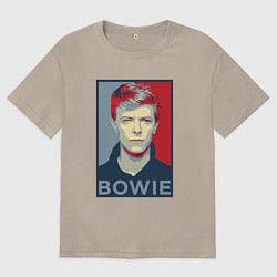 Футболка оверсайз мужская Bowie Poster, цвет: миндальный