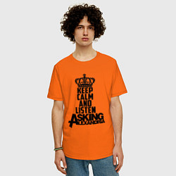 Футболка оверсайз мужская Keep Calm & Listen AA, цвет: оранжевый — фото 2