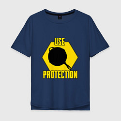 Футболка оверсайз мужская Use Protection, цвет: тёмно-синий