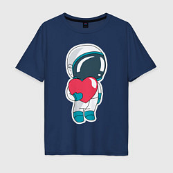Футболка оверсайз мужская Влюбленный космонавт, цвет: тёмно-синий