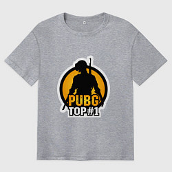Футболка оверсайз мужская PUBG Top 1, цвет: меланж