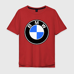 Футболка оверсайз мужская Logo BMW, цвет: красный