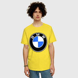 Футболка оверсайз мужская Logo BMW, цвет: желтый — фото 2