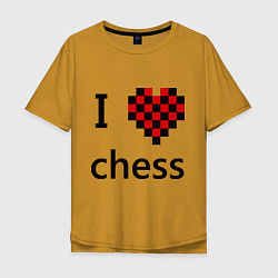 Футболка оверсайз мужская I love chess, цвет: горчичный