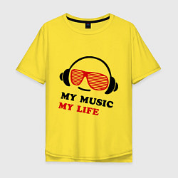 Футболка оверсайз мужская My music my life, цвет: желтый