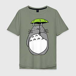 Футболка оверсайз мужская Totoro с зонтом, цвет: авокадо