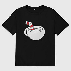 Футболка оверсайз мужская Red Cuphead, цвет: черный