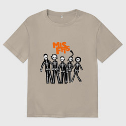Футболка оверсайз мужская Misfits Skeletons, цвет: миндальный