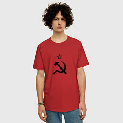 Футболка оверсайз мужская СССР: Серп и молот, цвет: красный — фото 2