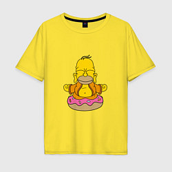 Футболка оверсайз мужская Гомер на пончике, цвет: желтый