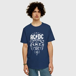 Футболка оверсайз мужская AC/DC: Run For Your Life, цвет: тёмно-синий — фото 2
