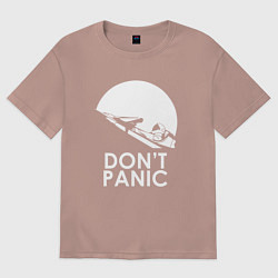 Футболка оверсайз мужская Elon: Don't Panic, цвет: пыльно-розовый