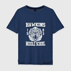 Футболка оверсайз мужская Hawkins Middle School, цвет: тёмно-синий