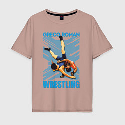 Футболка оверсайз мужская Greco-roman wrestling, цвет: пыльно-розовый