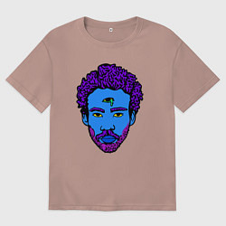 Футболка оверсайз мужская Childish Gambino синяя голова, цвет: пыльно-розовый