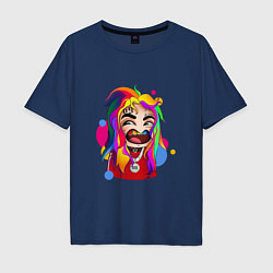 Футболка оверсайз мужская 6IX9INE Colors, цвет: тёмно-синий