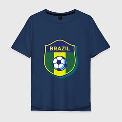 Футболка оверсайз мужская Brazil Football, цвет: тёмно-синий