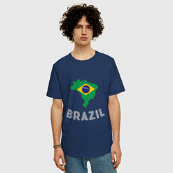 Футболка оверсайз мужская Brazil Country, цвет: тёмно-синий — фото 2