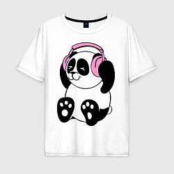 Мужская футболка оверсайз Panda in headphones панда в наушниках