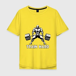 Футболка оверсайз мужская Train hard тренируйся усердно, цвет: желтый