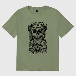 Футболка оверсайз мужская Slayer Skulls, цвет: авокадо