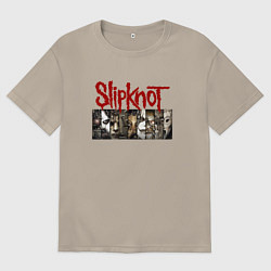 Футболка оверсайз мужская Slipknot Faces, цвет: миндальный