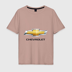 Футболка оверсайз мужская Chevrolet логотип, цвет: пыльно-розовый