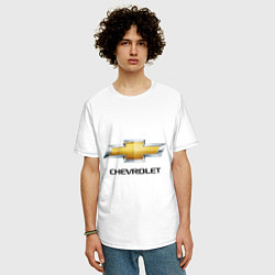 Футболка оверсайз мужская Chevrolet логотип, цвет: белый — фото 2