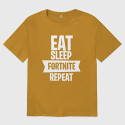 Футболка оверсайз мужская Eat Sleep Fortnite Repeat, цвет: горчичный