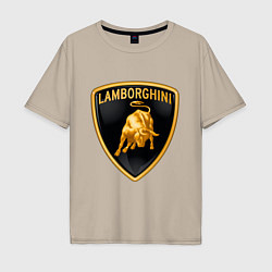 Футболка оверсайз мужская Lamborghini logo, цвет: миндальный