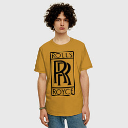 Футболка оверсайз мужская Rolls-Royce logo, цвет: горчичный — фото 2