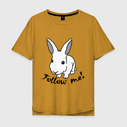 Футболка оверсайз мужская Rabbit: follow me, цвет: горчичный