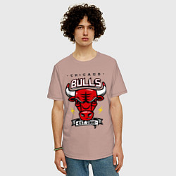 Футболка оверсайз мужская Chicago Bulls est. 1966, цвет: пыльно-розовый — фото 2