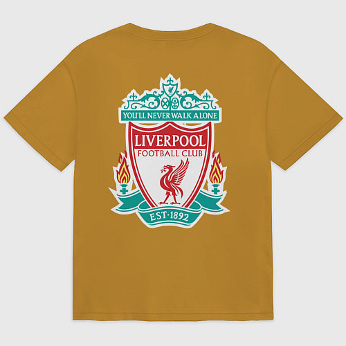 Мужская футболка оверсайз Liverpool FC / Горчичный – фото 2
