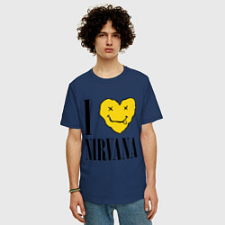 Футболка оверсайз мужская I love Nirvana, цвет: тёмно-синий — фото 2