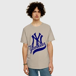 Футболка оверсайз мужская NY - Yankees, цвет: миндальный — фото 2