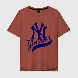 Футболка оверсайз мужская NY - Yankees, цвет: кирпичный
