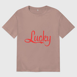 Футболка оверсайз мужская Lucky logo, цвет: пыльно-розовый