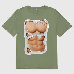 Футболка оверсайз мужская Идеальный пресс, цвет: авокадо