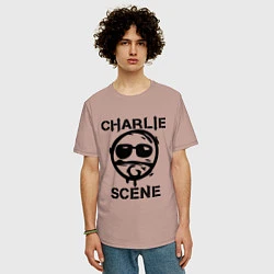 Футболка оверсайз мужская HU: Charlie Scene, цвет: пыльно-розовый — фото 2