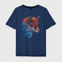 Футболка оверсайз мужская Пестрая лисица, цвет: тёмно-синий