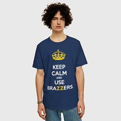 Футболка оверсайз мужская Keep Calm & Use Brazzers, цвет: тёмно-синий — фото 2