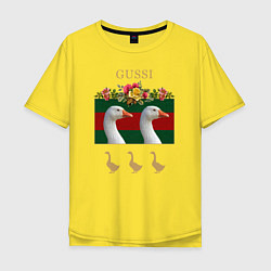 Футболка оверсайз мужская GUSSI: Flowers Style, цвет: желтый