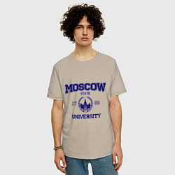 Футболка оверсайз мужская MGU Moscow University, цвет: миндальный — фото 2