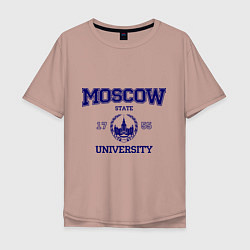 Футболка оверсайз мужская MGU Moscow University, цвет: пыльно-розовый