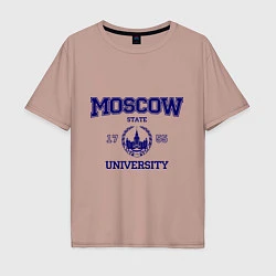 Футболка оверсайз мужская MGU Moscow University, цвет: пыльно-розовый