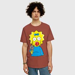 Футболка оверсайз мужская Мэгги с револьвером, цвет: кирпичный — фото 2