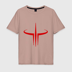 Футболка оверсайз мужская Quake logo, цвет: пыльно-розовый