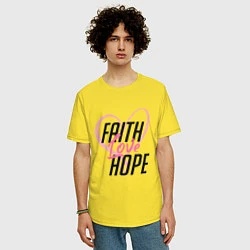 Футболка оверсайз мужская Faith Love Hope, цвет: желтый — фото 2