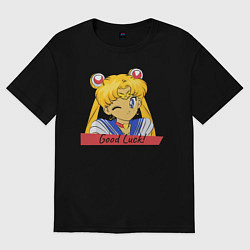 Футболка оверсайз мужская Sailor Moon Good Luck, цвет: черный